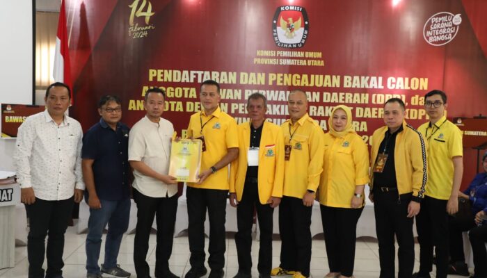 Target 24 Kursi di DPRD Sumut, DPD Partai Golkar Daftarkan Bacaleg ke KPU Sumut