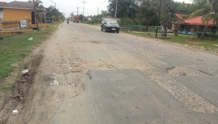 Jalan Provinsi Bertabur Lubang, Warga Pangkalansusu Merasa Diabaikan