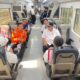 Menhub RI bersama Dirjenka, Kepala BTP Medan, Kadivre I Medan, dan Direktur Utama PT. Railink saat berada di dalam KA Bandara pada kunjungan kerjanya di Medan.
