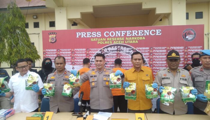Polres Aceh Utara Amankan Tiga Tersangka Dan 12 Kg Sabu