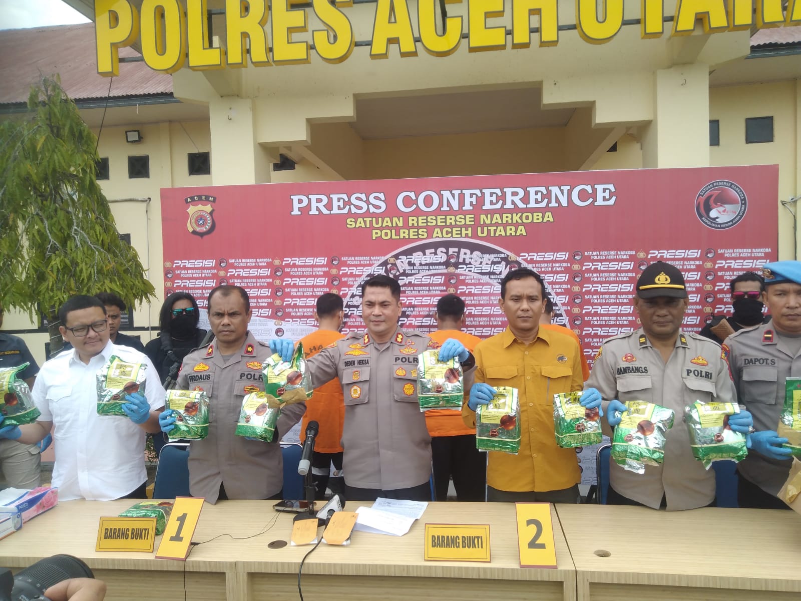 Polres Aceh Utara Amankan Tiga Tersangka Dan 12 Kg Sabu