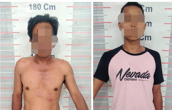 DUA pelaku pencurian, satu di antaranya berstatus residivis diamankan Polsek Besitang. Waspada/Ist