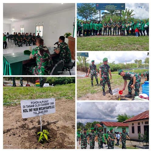 Kunjungan Komandan Brigade Infanteri (Danbrigif) 7/Rimba Raya, Kolonel Inf Nurwicahyanto, SE di Kompi Senapan A Batalyon Infanteri 125/Si'mbisa, Balige, Kab. Toba, Rabu (24/5). Waspada/Ramsiana Gultom