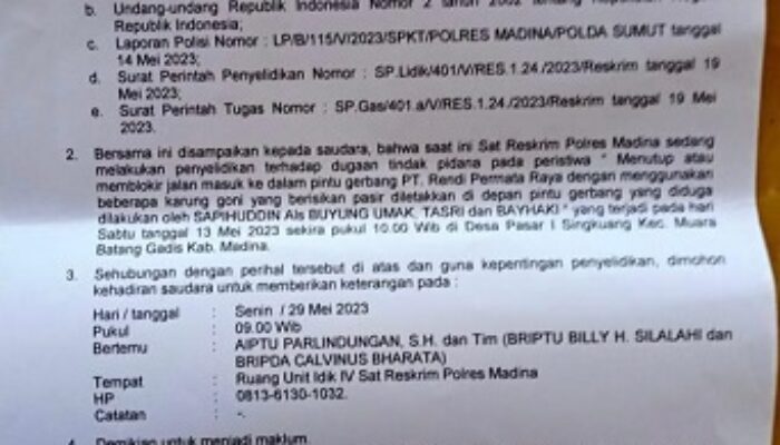 22 Massa Singkuang 1 Dipanggil Polres