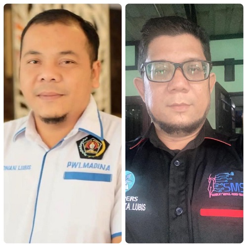 Ketua PWI Madina Muhammad Ridwan Lubis dan Ketua SMSI Madina Jeffri Barata Lubis. Waspada/ist