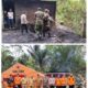 Pemadaman api di lokasi rumah semi permanen milik Panahatan Silitonga, 40, yang terbakar akibat arus pendek listrik. Waspada/Ist
