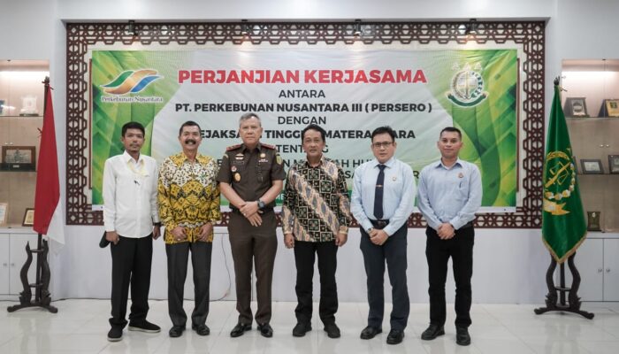 PTPN III Dan Kejatisu Tandatangani Perjanjian Kerja Sama