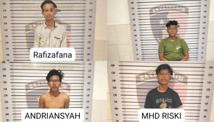 Bacok Mahasiswa UMSU Hingga Tewas, Empat Begal Sadis Diciduk