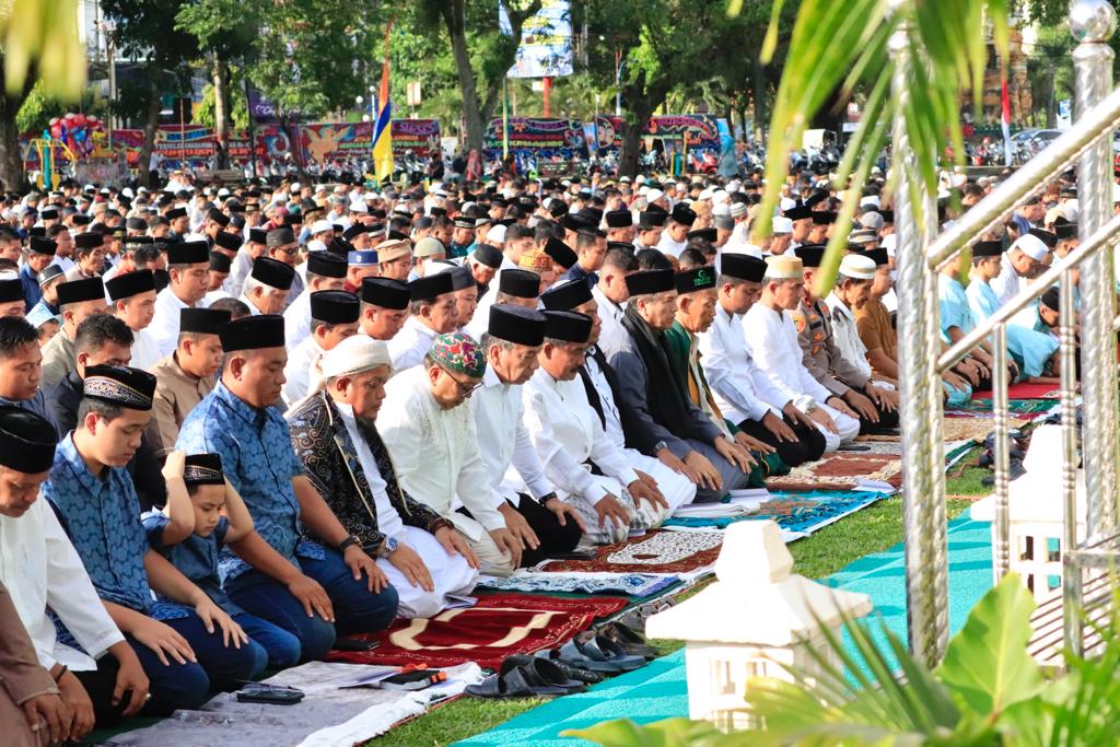 Ribuan Umat Islam Salat Iduladha 1444 H Di Lapangan Merdeka Binjai