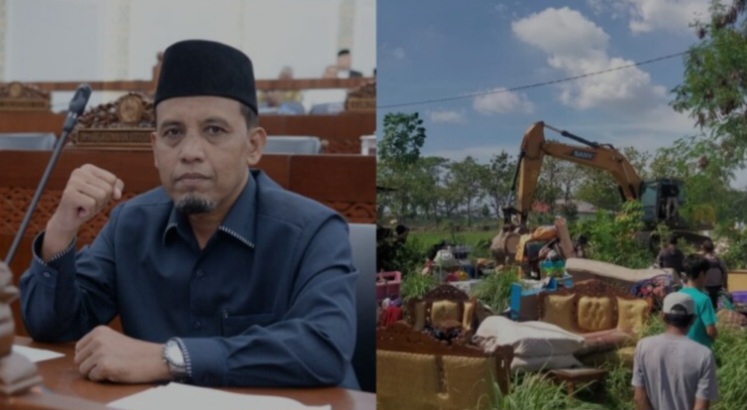Anggota DPRD Sumut Ahmad Darwis dari Fraksi PKS (kiri) dan suasana pengosongan lahan, di Sampali, Rabu (7/6). Waspada/ist