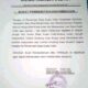Surat imbauan Pemdes Kuala Indah terkait penampakan buaya di muara sungai yang dapat membahayakan warga. (Waspada/Agusdiansyah Hasibuan)