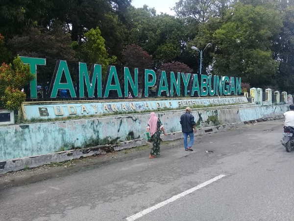 Taman Kota Panyabungan terlihat asri dengan deretan pohon jati menuju jantung kota, mengarah ke kantor Bupati Madina. Waspada/Irham Hagabean Nasution