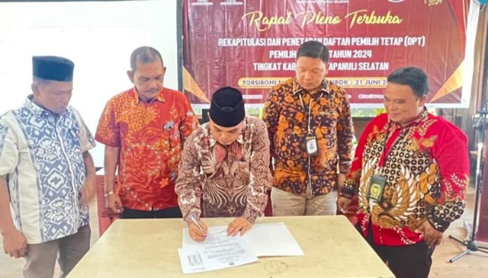 KPU Tapanuli Selatan Tetapkan DPT Pemilu 2024 Sebanyak 218.933 Pemilih