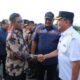 Pj. Wali Kota Lhokseumawe, Dr. Drs. Imran, M.Si, MA.Cd menyambut Menteri Koordinator Bidang Politik, Hukum, dan Keamanan (Menkopolhukam), Prof. Dr. H. Mohammad Mahfud Mahmodin, S.H. S.U., M.I.P, di Kota Lhokseumawe, Minggu (11/6). Waspada/Zainuddin. Abdullah