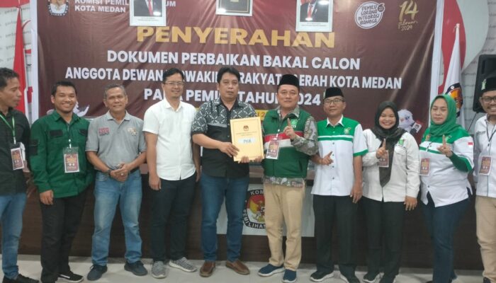 PKB Kota Medan Serahkan Perbaikan Dokumen Bacaleg ke KPU