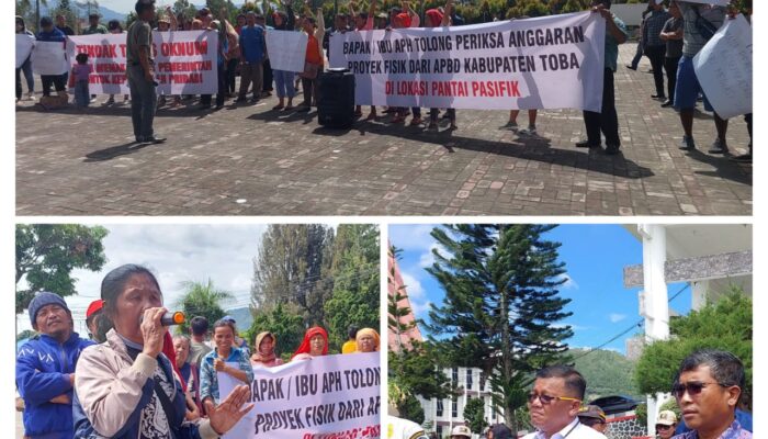 Puluhan Warga Demo Kantor Bupati Toba