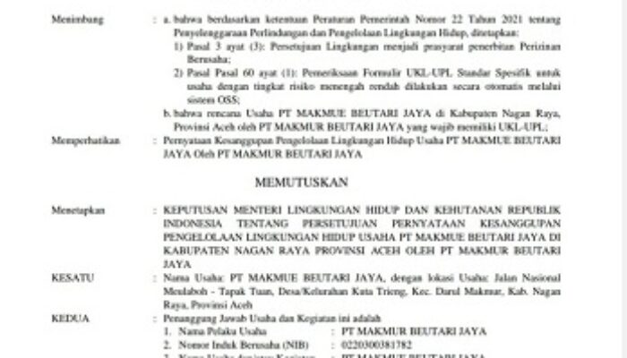 DPMPTSP Nagan Raya Pastikan SPBU PT Makmur Beutari Jaya Sudah Kantongi Izin