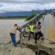 Oprit jembatan Pantai Dona Agara amblas ke Sungai. Waspada/Seh Muhammad Amin