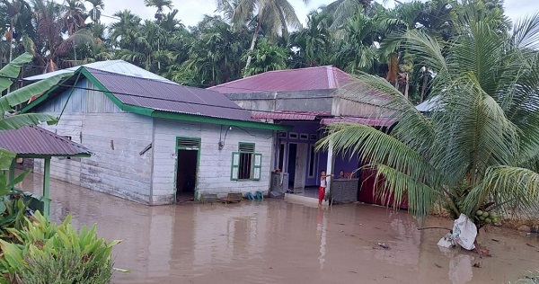 Kondisi banjir di pemukiman Gampong Kapa Sesak terendam banjir. (Waspada/Ist)
