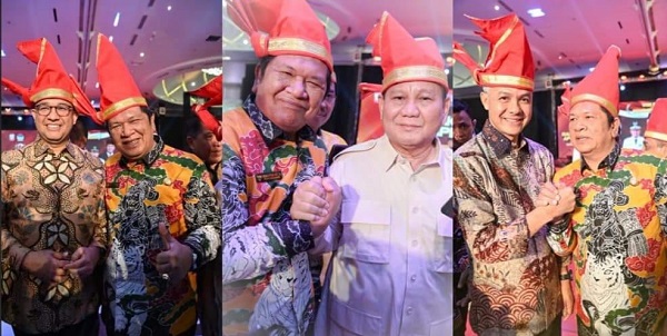 Wali Kota Padangsidimpuan Irsan Efendi Nasution pada Rakernas APEKSI di Makassar, bertemu tiga Bacapres RI yaitu Anis Baswedan, Prabowo Subianto dan Ganjar Pranowo. (Waspada/Ist)