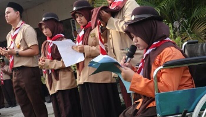 Pramuka Disabilitas Kota Langsa Gelar Upacara Gelar Senja