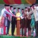 Pj. Bupati Aceh Tamiang, Meurah Budiman bersama unsur Forkopimda plus Aceh Tamiang bersama-sama menekan alarm pembukaaan MTQ VII, FASI I dan pameran pembangunan, Senin (17/7) malam. Waspada/Muhammad Hanafiah