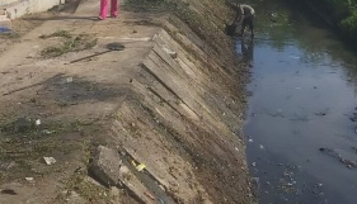 Penuh Semak, Kanal Kecamatan Babalan Dibersihkan 