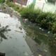 SAMPAH mengambang dan hanyut terbawa arus air laut di parit kanal P. Brandan, Kec. Babalan. Waspada/Asrirrais