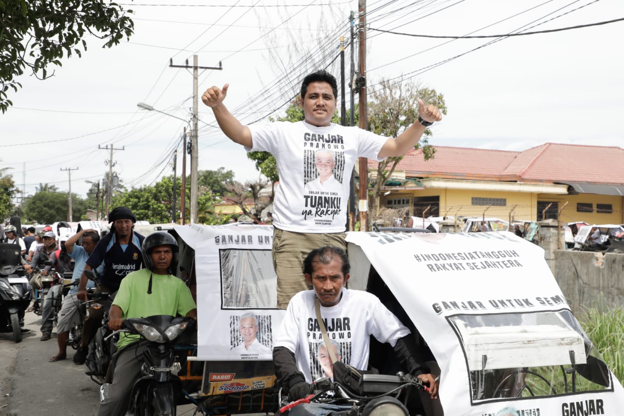 Ganjar Milenial Silaturahmi dan Konvoi Bersama 1.000 Pengemudi Becak Motor di Medan