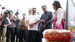 General Manager PLN UID Sumatera Utara, Awaluddin Hafid (baju batik) menjelaskan berbagai produk andalan rumah BUMN Sibolga kepada Kepala Staf Kepresidenan, Jenderal TNI (Purn) Dr. H. Moeldoko, S.I.P, M.A (baju putih).