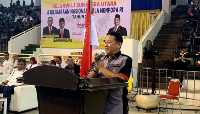 Letjend TNI (Purn) HM Thamrin, S.Sos Buka Kejurnas Wilayah 1 Dan Open Turnamen Taekwondo Sumatera 2023 Di Medan