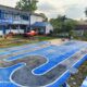 Lapangan uji praktik SIM di Satpas Sat Lantas Polres Simalungun jalan Asahan Bt.6 Kec. Siantar berubah dari model angka 8 (zig-zag) menjadi model huruf S.( Waspada/ist).