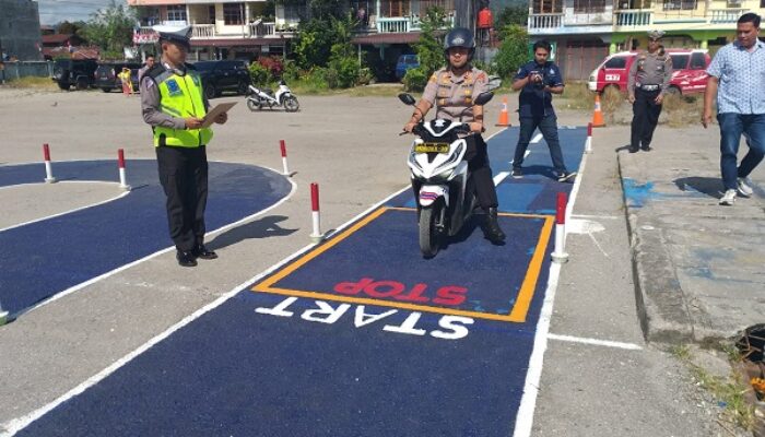 Polres Taput Launching Sirkuit Ujian Praktik SIM Bentuk Huruf S