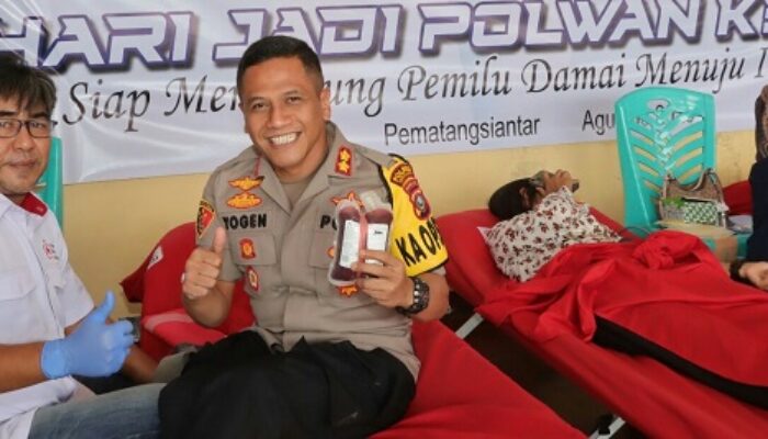 Polres P. Siantar Sumbang 24 Kantong Darah Sambut HUT Ke-75 Polwan 