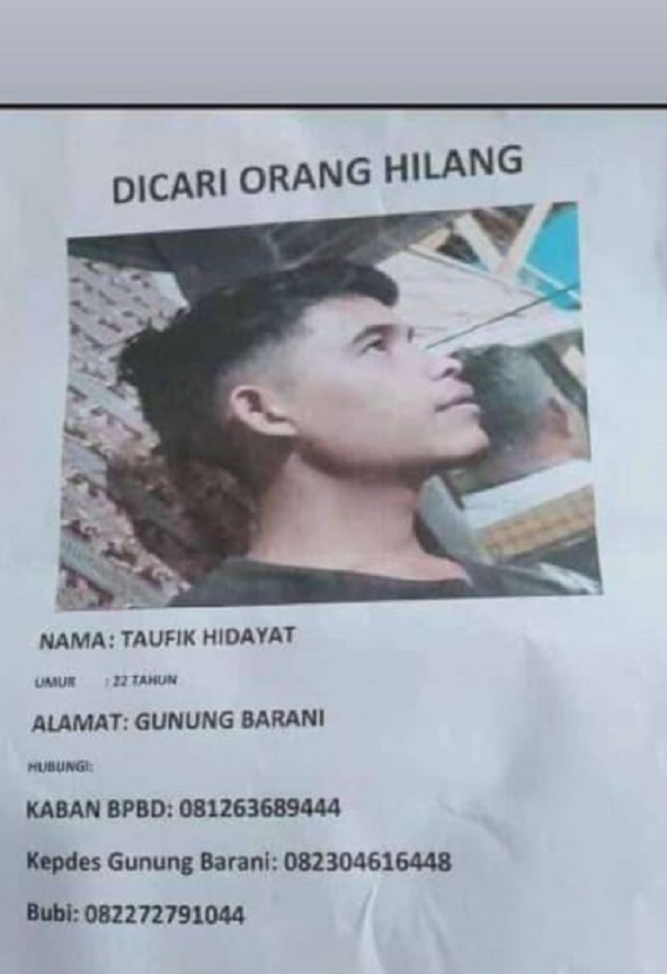 Taufik Hidayat, 25, pemuda Gunungbarani dilaporkan hilang misterius, ditemukan di Purba. Waspada/Ist