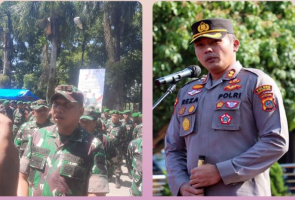 Dandim 0212/TS Letkol Inf Amrizal Nasution memimpin persiapan pengamanan Pilkades serentak di Madina, Kapolres Mandailing Natal AKBP Reza Chairul Akbar Sidik Sik, SH, MH menyatakan 1.333 diturunkan ke 256 desa. Waspada/Ist