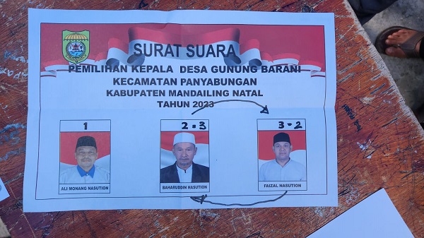 Faizal Unggul, Rangkul Masyarakat Gununungbarani Kertas suara rusak di Gunungbarani, terpaksa pencoblosan ditunda. Persoalan serupa dialami di enam desa di Mandailing Natal. Waspada/ist