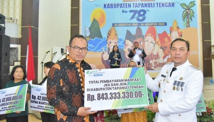 BPJamsostek P.Sidimpuan Serahkan Santunan Rp843 Juta Untuk Warga Tapteng