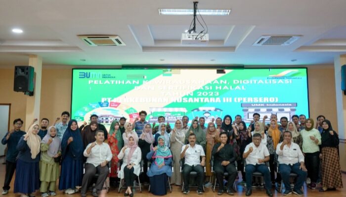 PTPN III (Persero) Beri Pelatihan Kewirausahaan, Digitalisasi Dan Sertifikasi Halal Kepada 36 UMK