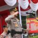 Kapolres Langkat AKBP Faisal Rahmat HS SIK SH MH memimpin apel gelar pasukan operasi kepolisian kewilayahan "Zebra Toba 2023" di Lapangan Jananuraga Mapolres Langkat, Senin (4/9/2023) pagi. Waspada/ist