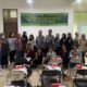 Peserta Pelatihan Program Kewirausahaan Berbasis Mahasiswa bersama Ketua Program Inkubasi dan Pengembangan Wirausaha Mahasiswa Universitas Sumatera Utara (USU) Buchari ST., M.Kes., IPM foto bersama usai pelatihan desain produk oleh Ir. Nazarudin MT Ph.D. Waspada/Ist