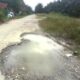 KONDISI aspal jalan kabupaten di Lingk IX, Kel. Bukitkubu, Kec. Besitang, kupak kapik. Waspada/Asrirrais