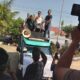 AKSI solidaritas AMMAS Kabupaten Batubara terkait kerusuhan di Pulau Rempang dan Galang, Kepri di gedung DPRD Batubara. Waspada/Iwan Has