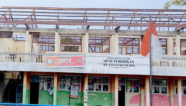Bangunan TKN Pembina Kembang Tanjong, Kabupaten Pidie yang sedang direhab menggunakan sumber anggaran DOKA 2023. Waspada/Muhammad Riza