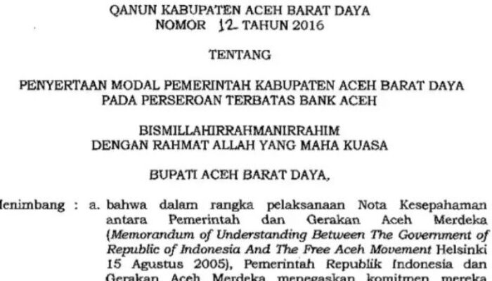 Penyertaan Modal Di Bank Aceh Tak Berdampak Positif