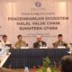 H. Hidayatullah, SE bersama dengan Perwakilan Bank Indonesia Provinsi Sumatera Utara saat jadi nara sumber Focus Group Discussion (FGD) tentang pengembangan Ekosistem Halal Value Chain, FGD, Senin (16/10). Waspada/Ist
