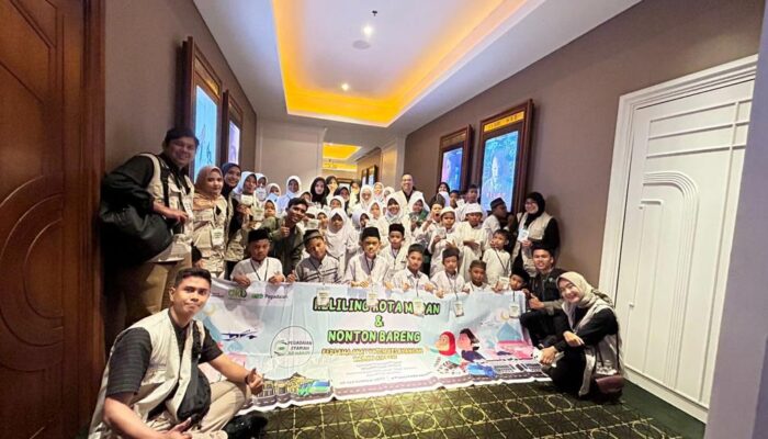 Gebyar Maulid Nabi, Pegadaian Syariah Ar Hakim dan DD Waspada Ajak Anak Yatim Keliling Kota dan Nobar