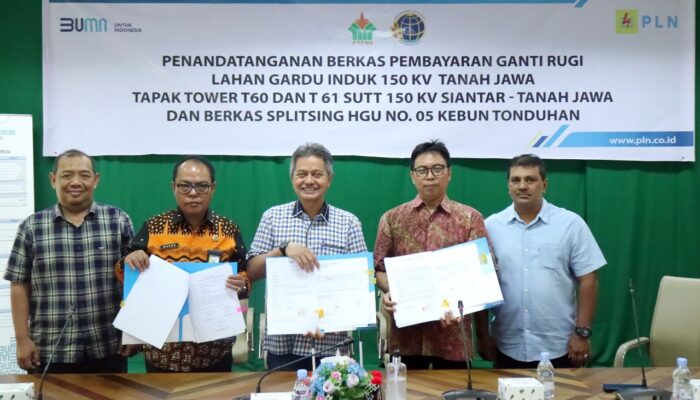 PLN – PTPN IV Tandatangani Berkas Ganti Rugi Lahan GI Dan Tapak Tower