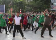 Kodim 0104/Atim Olahraga Bersama Peringati HUT Ke-78 TNI