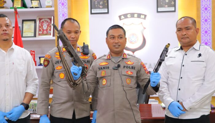 Polres Aceh Tamiang Temukan 2 Pucuk Senpi Laras Panjang